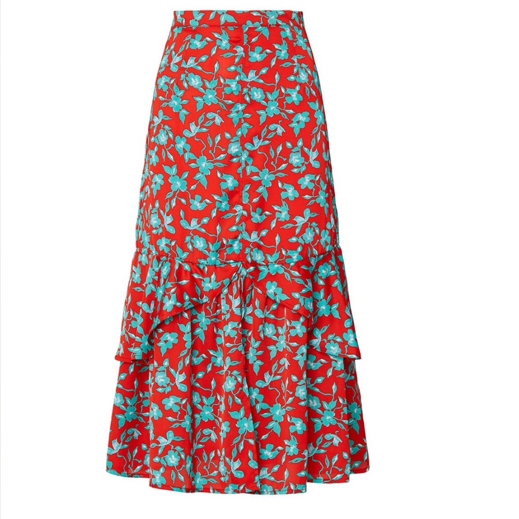 Love, Whit Tied Tiered A-Line Midi Skirt